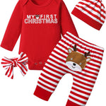 Von kilizo Baby Girl Christmas Outfit Baby Girl Long Sleeve Rompers Striped Pant Sets My First Christmas Baby Girl Outfit