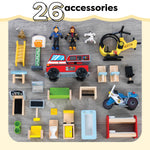 KidKraft Everyday Heroes Wooden Playset, 3-Story with 26-Piece Accessories, Foldable for Storage