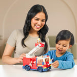 Bluey Firetruck | Firetruck, Exclusive Firefighter Bingo and Bob Bilby Figures | Raise The Ladder, Spin It Around and Roll Out The Hose | Includes Sticker Sheet