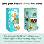 Bright Starts Disney Minnie Mouse Pop 'N Sit Portable Booster, Indoor/Outdoor Use, Floor Seat with Feeding Tray, 6 Mos - 3 Yrs