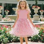 PATPAT Toddler Tutu Dress Girls Ruffle Tulle Pink Dresses Cute Summer Party Princess Sundress 4-5 Years