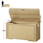 usikey 39.4” Storage Chest, Toy Box with 2 Safety Hinges, Toy Chest for Bedroom, Storage Bench with Storage, Shoe Bench, Supports 220 lb, for Living Room, Entryway, Natural