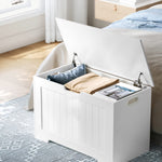VASAGLE Storage Chest, 29.9 Inches Width Storage Bench, Entryway Bench with 2 Safety Hinges, Shoe Bench, Farmhouse Style, for Entryway, Bedroom, Living Room, Cloud White ULHS11WT