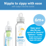 Dr. Brown's Milestones Narrow Sippy Bottle, 100% Silicone Soft Sippy Spout, 8oz/250mL, Bunny, 6m+