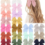 doboi 5.5 Inch 20PCS Baby Girls Fable Hair Accessories: Muslin Gauze Long Tail Hand-Tied Alligator Clips for Toddlers and Kids