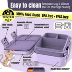 BEARFOOT Kids Lunch Box with Compartments – Compact & Lightweight | Leak-Proof, BPA-Free, Dishwasher Safe | Hand-Drawn Design for Preschool, School, Travel (BubbleTea Purple, 2.75 Cups)
