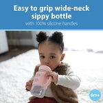 Dr. Brown's Milestones Wide-Neck Sippy Spout Bottle with 100% Silicone Handles, Easy-Grip Handles with Soft Sippy Spout, 9oz/270mL, Light-Pink & Ecru, 2-Pack, 6m+