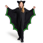 Spooktacular Creations Halloween Kid Bat Costume Glow in the Dark, Bat Wings Costume, Black Jumpsuit for Boy, Girls Halloween Dress Up-M