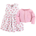 Luvable Friends baby girls and Cardigan Casual Dress, Pink Floral, 0-3 Months US