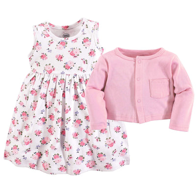 Luvable Friends baby girls and Cardigan Casual Dress, Pink Floral, 0-3 Months US