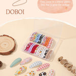 doboi 40 Pcs Floral Print Snap Hairpins, Hair Bows Clips, and Barrettes for Girls - Non-Slip Wrapped Flower Clips Hair Accessories