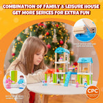 37-Piece Small Wooden Dollhouse, 3-Room DIY Doll House for Toddlers with 3 Movable Dolls, Dollhouse Furniture Accessories, Birthday Building Gift for Kids Ages 3-8 (8.15" L x 4.06" W x 9.17" H)