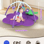 Heypappy Tummy Time Mat, 9-in-1 Grape Baby Play Gym Mat, Oversize Baby Play Activity Mat with Sunshade & 6 Detachable Sensory Toys, Washable Non-Slip Mat for Newborn Infant Baby Essentials Gift