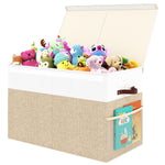 Fineonly Large Toy Storage Box with Lid Upgraded Toy Storage Chest Organizer with Divider Foldable Toy Bin for Kids Boys Girls Playroom Nursery Bedroom (25"x13"x16")