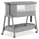 Dream On Me Calypso Portable Bassinet with Wheels, Adjustable Height Bedside Sleeper, Foldable Baby Bassinet with Breathable Mesh Sides, Foam Mattress, Easy Mobility & Travel-Friendly Design - Grey
