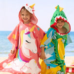 Joiedomi Kids Beach Towels with Hood for 3-10 Years Boys Girls Unicorn Hooded Toddler Bath Towel Poncho Absorbent Quick Dry Soft Microfiber Swim Robe with Backpack Lightweight 30"x30" for Beach Pool