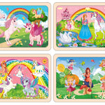 Puzzles for Kids Ages 4-6, 4 Pack Wooden Jigsaw Puzzles 24 Pieces The Castle Puzzle Preschool Educational Learning Toys Set for Boys and Girls