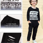 Kucnuzki 2T Boys Clothes Kids Baby Boys Clothes Long Sleeve Boys Shirts Sweatshirt Tops Shirt Cotton Sweatsuit Sweatpants Pants Set 2T-3T Boy Boutique Clothes Winter Baby Clothes Boy