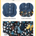 Toddler Girl Clothes 2t 3t Cute Girl Clothes Blue Flowy Summer Butterfly Birthday Dress Sleeveless Ruffle Denim Bow Dress Spring Party Jean Dresses