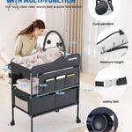 Saryocy Baby Changing Table with Storage, Versatile Folding Changing Table, Baby Changing Station, Removable Wheels, 4 Adjustable Height, Waterproof, Mobile Nursery for Infant and Newborn