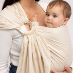WildBird - Ring Sling Baby Carrier - 0-36 Months (up to 35 lbs) - Standard (74") Sparrow & Bronze Ring - Front, Hip or Back Carry - Adjustable Fit - Natural Linen - Baby Essentials - New Mom Gifts