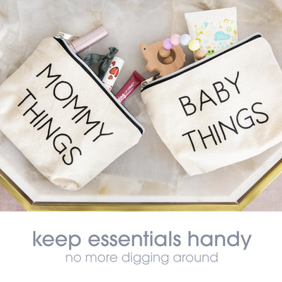 Pearhead Mommy and Baby Canvas Pouch Set, Gift For New Moms, Matching Travel Cases for New Mothers and Expecting Moms, Minimalist Cosmetic and Accessory Bag, Set of 2