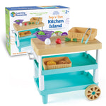 Learning Resources New Sprouts Prep ‘n’ Store Kitchen Island - Pretend Play Kitchen for Toddlers, Food Toys, Imaginative Role Play and Social Skills, Grocery Playset, Gifts for Boys and Girls