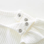 FITFIFTH POD Baby Ruffle Top Newborn Bodysuit Short Sleeve Baby White Girl 100% Organic Cotton Breathable Solid white 0~3Months