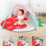 Heypappy Tummy Time Mat, 9-in-1 Strawberry Baby Play Gym Mat, Oversize Baby Play Activity Mat with Sunshade & 6 Detachable Sensory Toys, Washable Non-Slip Mat for Newborn Infant Baby Essentials Gift