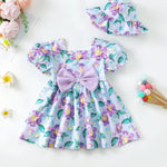 Baby Girl Dresses 6 9 12 Month Girl Clothes Summer Toddler Ruffle Purple Short Sleeve Boho Swing Sundress Infant Spring Casual Dress Two Piece Outfit