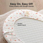 2-Pack Organic Bassinet Sheets for Girls, Boys - 100% Cotton Bassinet Mattress Sheets Compatible with Halo Bassinest Swivel Sleeper, Graco, Baby Delight, Chicco, Fitted Bassinet Sheets (Butterflies)