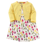 Luvable Friends Baby and Toddler Girl Dress and Cardigan, Tulips, 6-9 Months