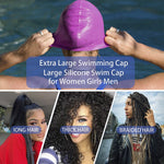 Extra Large Swim Cap for Braids and Dreadlocks Women Men Silicone Swimming Cap for Long Thick Curly Weaves Afro Hair Extensions (Black, Purple)
