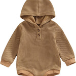 Thorn Tree Newborn Baby Boys Hooded Sweatshirt Long Sleeve Solid Romper Infant Baby Fall Winter Spring Outfits