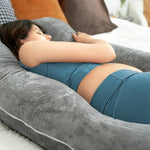 QUEEN ROSE Pregnancy Pillow, U Shaped Full Body Pillows for Sleeping Support, 55 Inch Maternity Pillow for Pregnant Women, Dark Grey