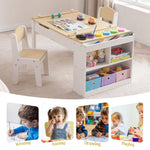 GABHX Kids Art Table Set with Chairs, 3-in-1 Kids Art Easel & Craft Desk for Coloring Drawing, Activity Table with 6 Paint Cups, 6 Storage Bins & Paper Roll Holder