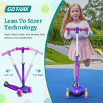Gotrax KS1 Kids Kick Scooter, LED Lighted Wheels and 3 Adjustable Height Handlebars, Lean-to-Steer & Widen Anti-Slip Deck, 3 Wheel Scooter for Boys & Girls Ages 2-8 and up to 110 Lbs