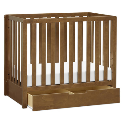 Carter's by Davinci Colby 4-in-1 Convertible Mini Crib with Trundle Drawer in Walnut, Greenguard Gold Certified, Undercrib Storage