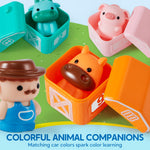 Play-Act Learning Toy for Toddlers 1 2 3 Years Old, Counting, Matching & Sorting Montessori Learning Farm Train Including 9 Farm Animals and 1 Farmer, Christmas Birthday Gift for Baby Boys Girls