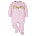 Gerber Baby Girls 4 Pack Sleep 'N Play Footie Princess Pink 6-9 Months