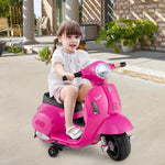 Costzon Toddler Motorcycle, Licensed Vespa Ride on Motorcycle with Training Wheels, LED Headlight & Horn Sound, Ride on Toy, 6V Battery Powered Motorbike, Gift for Boys & Girls, 1-3 Toddlers (Pink)