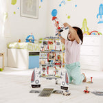 Hape Four Stage Toddler Rocket Ship Playset | A Wooden Spaceship Toy with Real Life Space Shuttle Designs