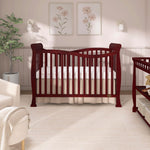 Dream On Me Violet 7-in-1 Convertible Full-Size Baby Crib with Toddler, Day & Full Bed Conversion in Cherry, GreenGuard Gold & BSA, 4 Mattress Heights, Sustainable Pinewood