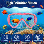 Kids Snorkel Set for Age 4-14 - Dry Top Snorkeling Gear for Kids Junior & Youth - Childs Diving Mask with Big Eyes for Boys Girls - Anti-Fog Snorkeling Mask and Snorkel Set