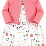 Hudson Baby Baby Girls' Cotton Dress and Cardigan Set