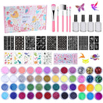 Temporary Glitter Tattoo Kit for Kids & Adults, LCDGTJ 42 Glitter & 6 Fluorescent Color, 209 Stencils, 4 Glue, 5 Brushes, 1 Diamond Sticker, Safe & Easy Removal Face Body Art Birthday Party Supplies