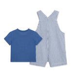 Little Me Clothes for Baby Boys' Baseball Shortall, Blue Stripe, 18 Months