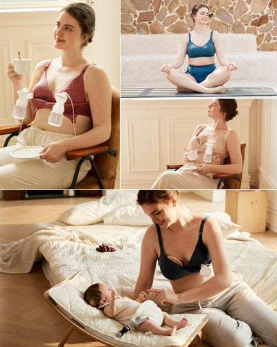 Momcozy Hands-Free Breast Pump Bra, Seamless Design, Wireless Support, Tencel™ Breathable Fabric, Fully Fixed Cups Black