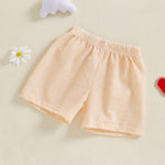 Karuedoo Toddler Baby Boy Girl Shorts Gingham Plaid/Seersucker Shorts Summer Casual Elastic Waist Shorts Pants Bottoms (Seersucker-Yellow, 9-12 Months)