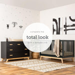 dadada Soho 5-Drawer Dresser for Nursery and Bedroom - Modern Design, Large Storage, Baby-Safe Finish, Soft Close Drawers, Anti-Tip Safety, Sturdy Legs & Solid Wood Handles, 47” Wide (Black+Natural)